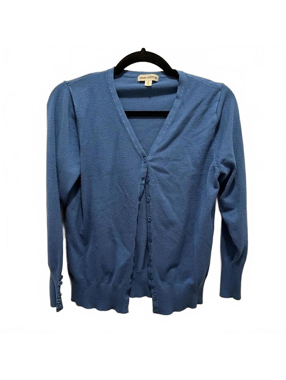 ZENANA OUTFITTERS blue button down cardigan, women’s size M